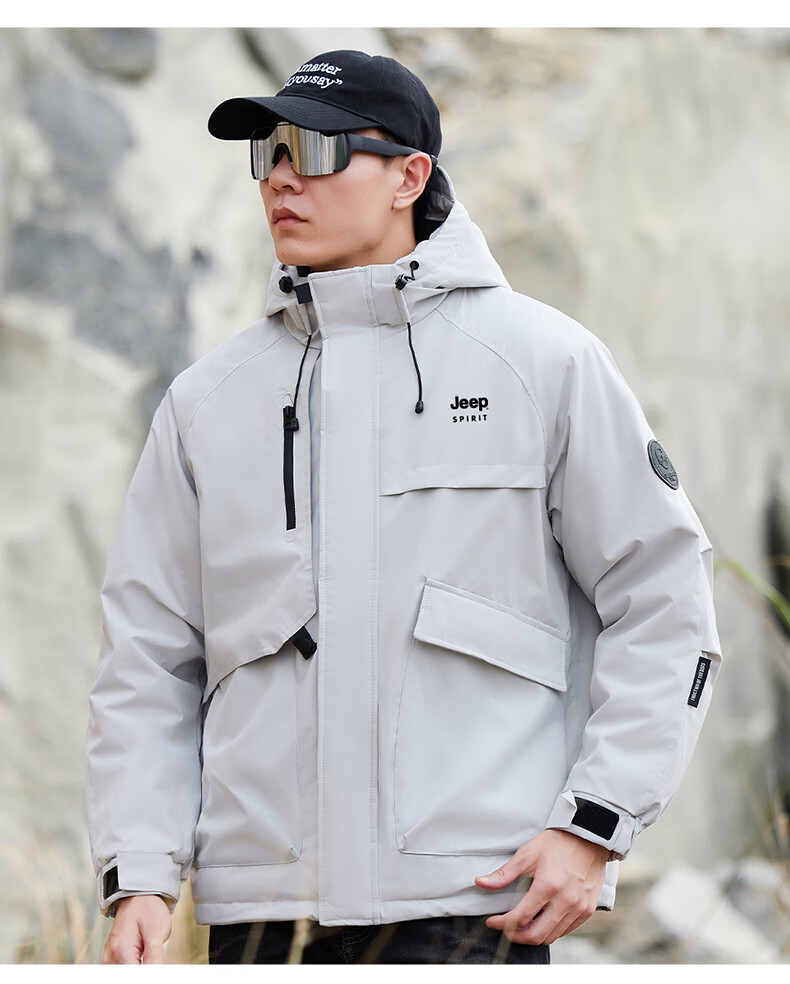JEEP SPIRIT Men's Thickened Warm Cotton Padded Jacket Autumn Winter Outdoor Cotton Coat Cotton-Padded Jacket 3