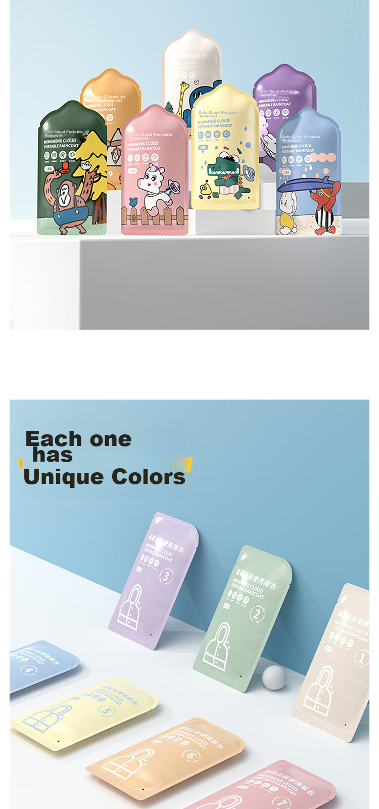 Lemonkid Children's Disposable Raincoat, Portable Waterproof Card, Thickened for School, Travel, Outdoor Hiking, Rain Poncho 2