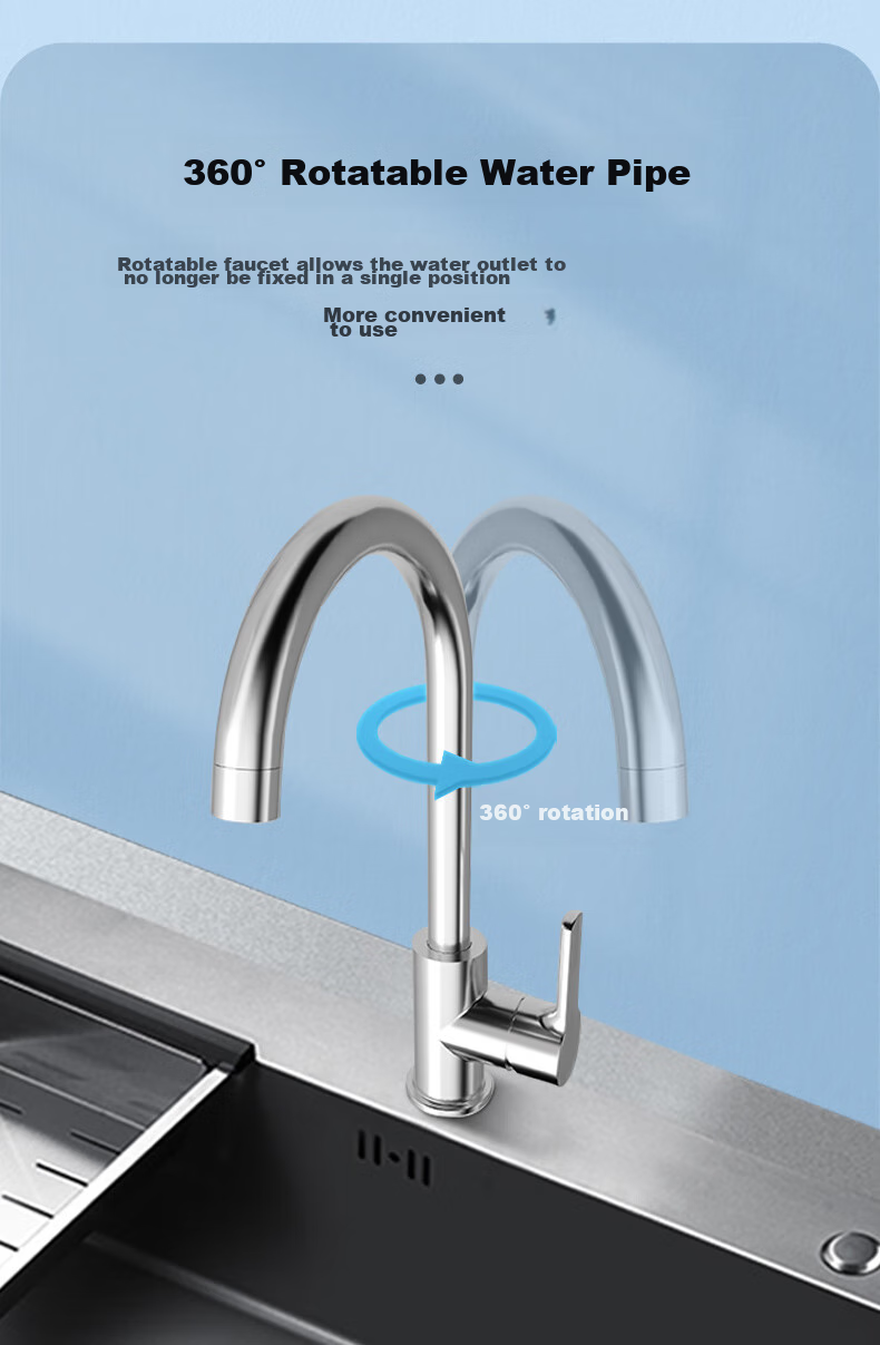 ARROW Kitchen Faucet, 304 Stainless Steel Single Cold Anti-Splash Clean Water Rotatable Sink Tap for Vegetable Washing Basin And Balcony 3