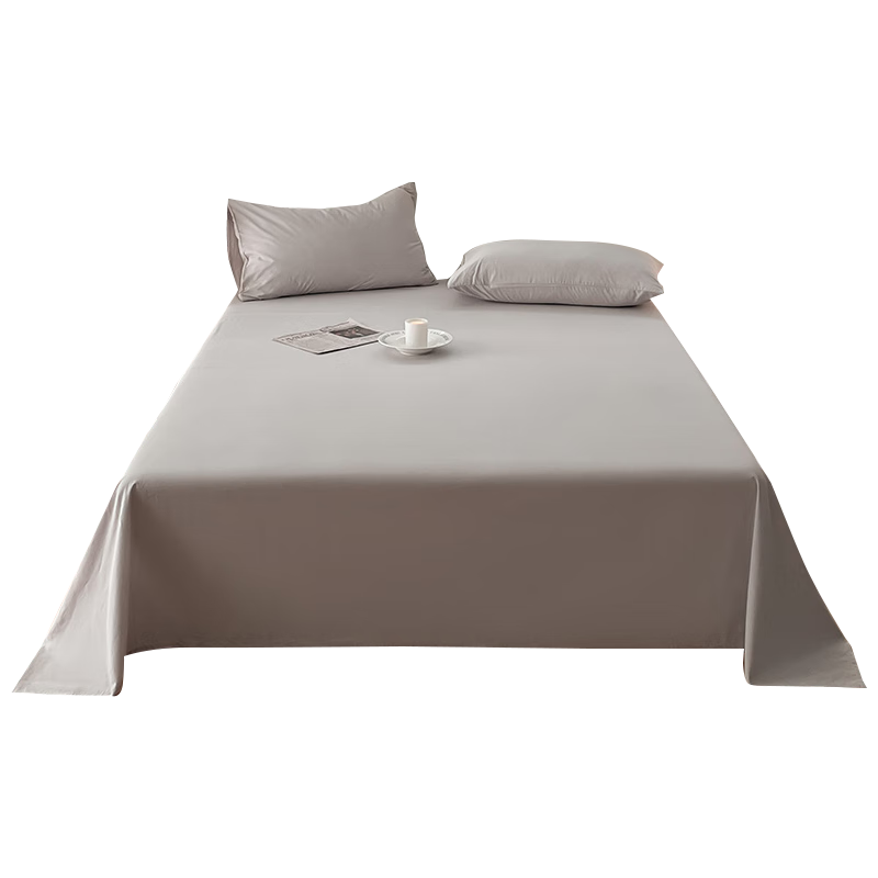 KING SHORE Class A Antibacterial 100% Pure Cotton Bed Sheet, Single Piece, Solid Color, Adult Size, 200*230cm, Light Gray