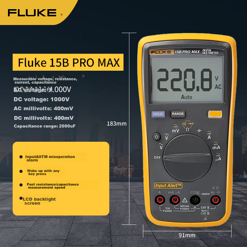 FLUKE F15B PRO MAX Digital Multimeter, Handheld Multi-Function Meter, Ammeter, Instrument F15B+