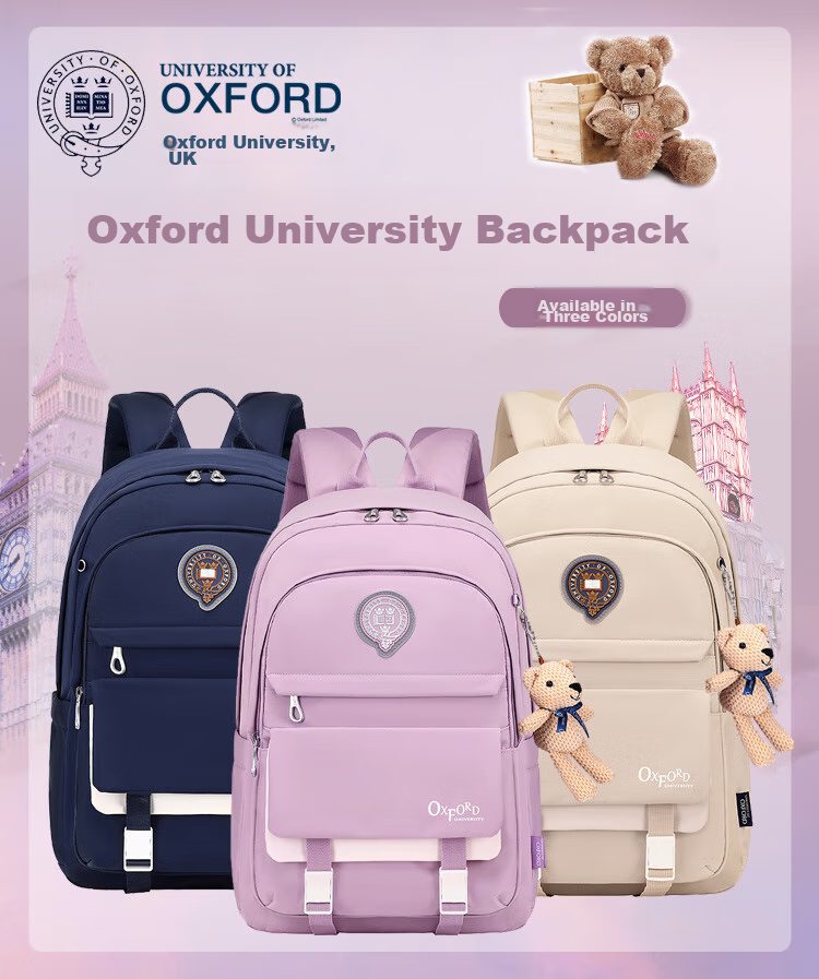 UNIVERSITY OF OXFORD Backpack for Male And Female Primary And Secondary School Students, Lightweight Casual Backpack for Middle And High School Students, X1069 Khaki 2
