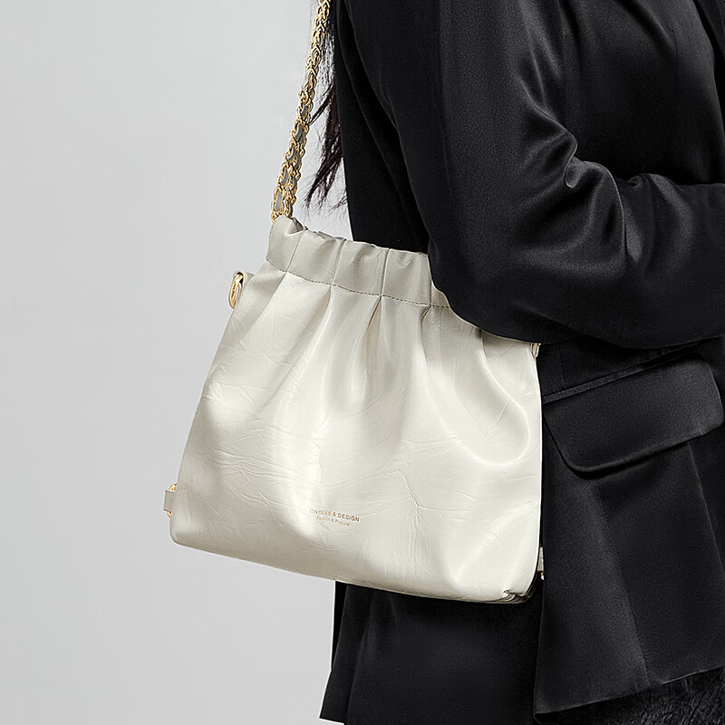 Cnoles Three-Back Flowing Bag for Women, 2026 Latest Luxury Style Shoulder Crossbody Bag, White Bucket Bag for Ladies