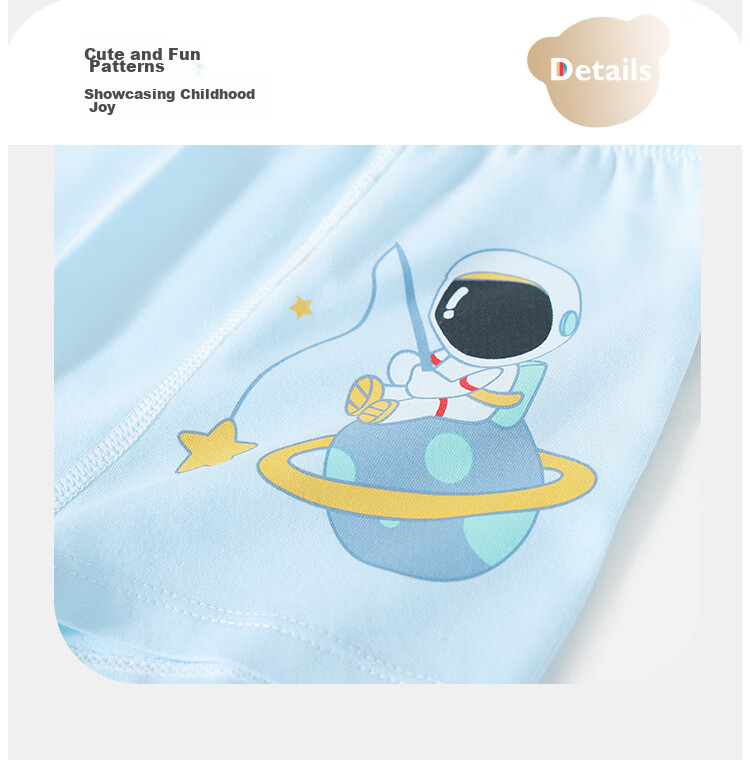 Classic Teddy Children's Underwear, Cotton Boxer Briefs for Older Kids, Boys' Four-Pack Antibacterial Shorts, Happy Playground, Size 150 18