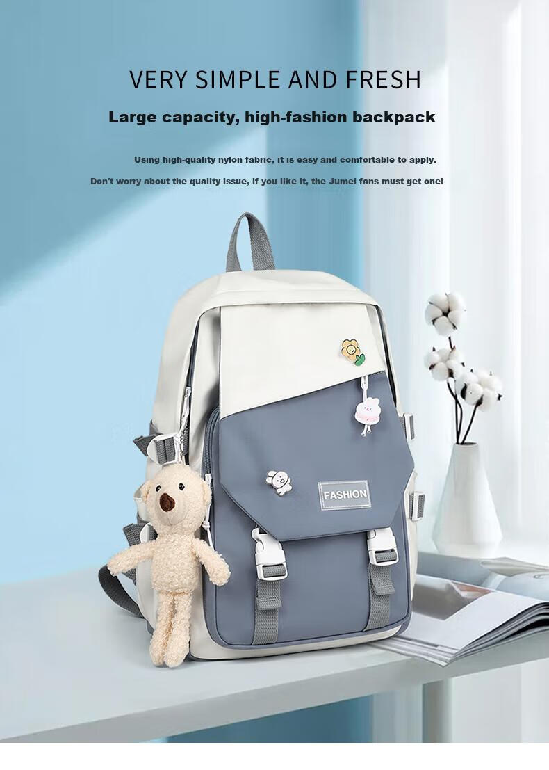 Viney High School Backpack for Middle School Girls, College Students, Primary School Students Grades 4-6 Children Ins Korean Style Backpack 15.6 Inch Laptop Backpack Large Capacity Fashionable Casual Travel Bag High Aesthetic Value Lightweight Stress-Reducing And Load-Reducing Simple Desig 1