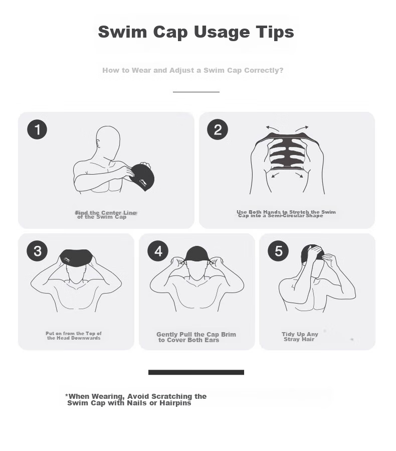 Li-Ning Swimming Cap, Long Hair Silicone Waterproof Swim Cap, Fashionable Printed Swim Cap for Men And Women, 5092 Black 9