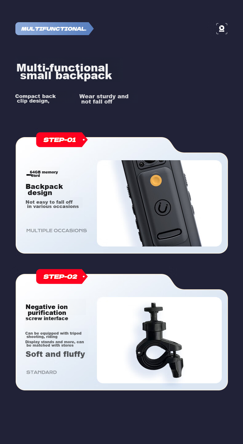 Mengduofu Body-Worn 4K High-Definition Law Enforcement Camera, Small Chest-Mounted Cycling Sports Camera for Meetings And Inspections 25