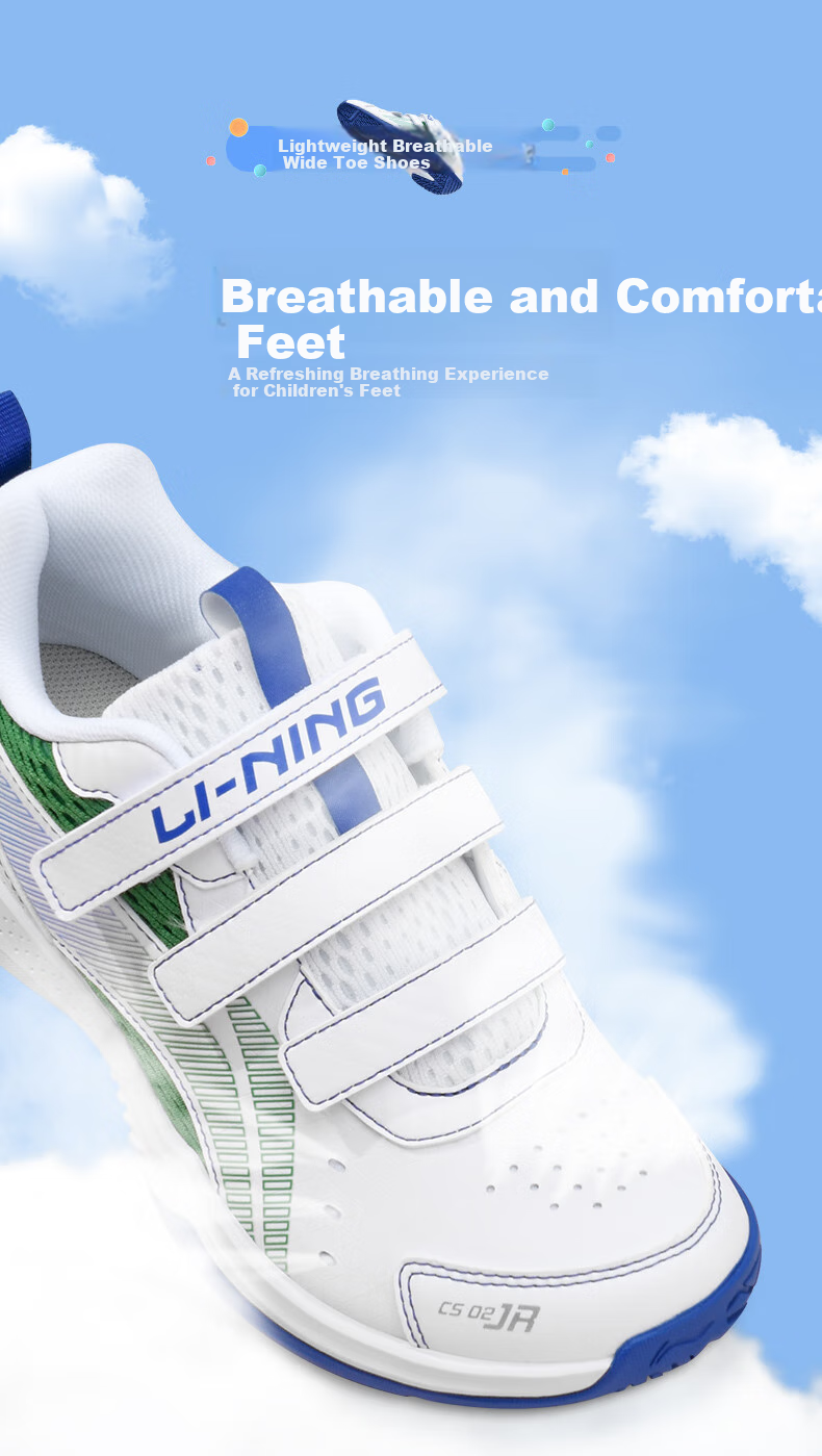 Li-Ning Children's Badminton Shoes, Youth Thunder Junior Badminton Pioneer, Wear-Resistant Non-Slip Easy-To Velcro Sneakers 7