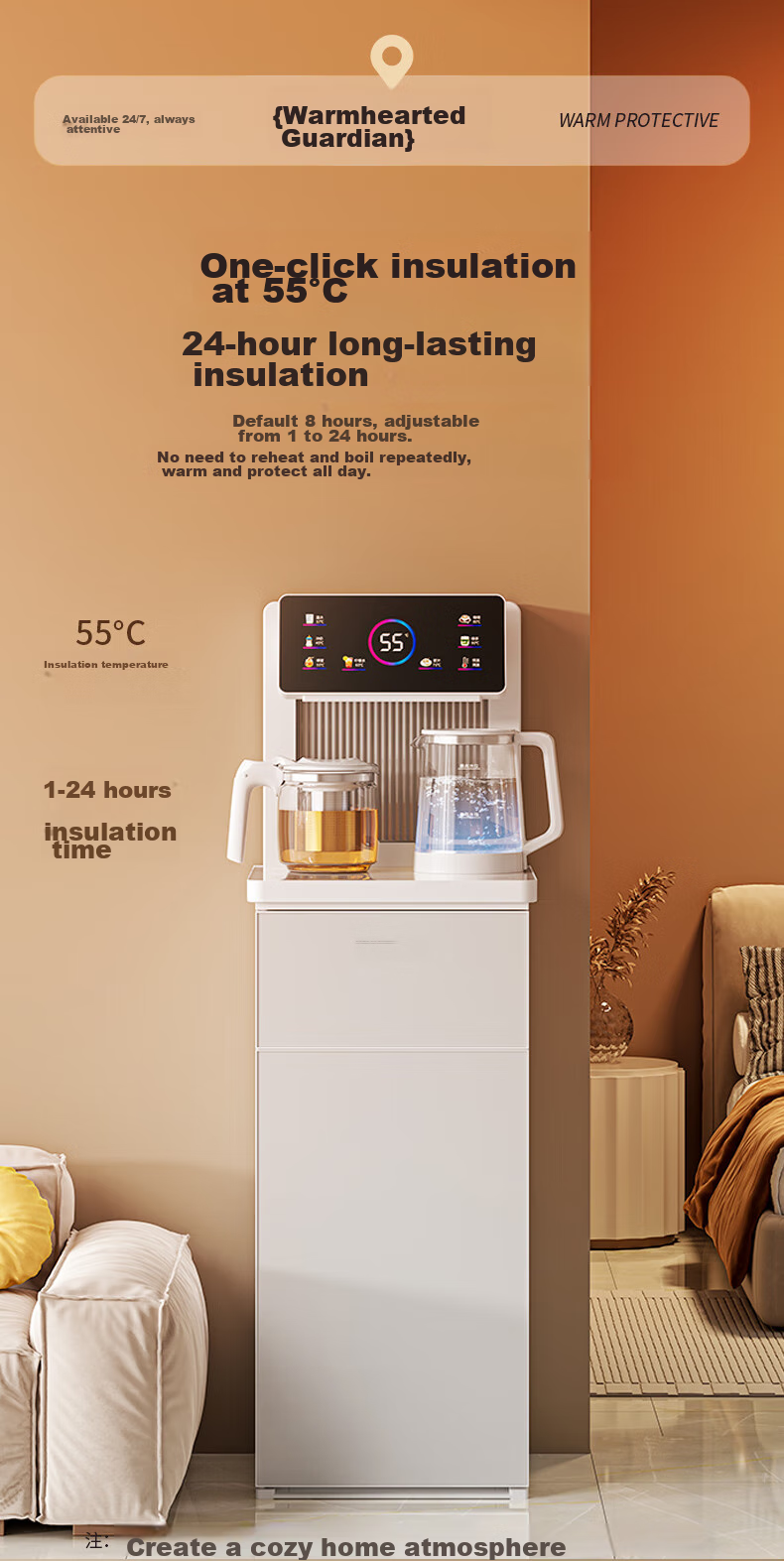 MeiLing Tea Bar Machine, High-End Smart Voice-Controlled Standing Water Dispenser with Bottom-Placed Water Tank, Automatic Hot And Cold Model MY-C912 (Voice Control Version), White 8