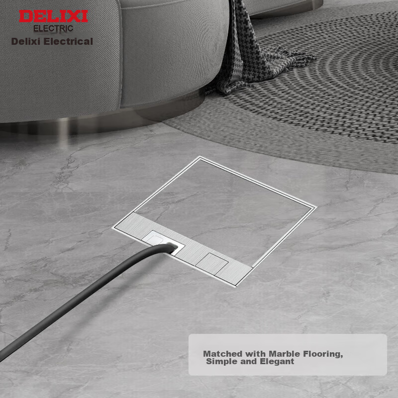DELIXI Switch Socket, Recessed Marble Floor Socket, Hidden Ceramic Tile Floor Socket, Solid Wood Floor Socket, Flat Double Five-Hole