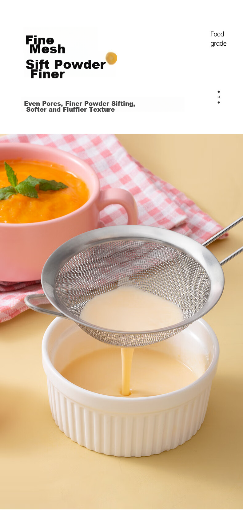 Mohuanchufang Stainless Steel Soy Milk Strainer, Fine Mesh Sieve for Chinese Herbal Medicine, Juice Froth Skimmer, Flour Sifter, Baking Tools 3