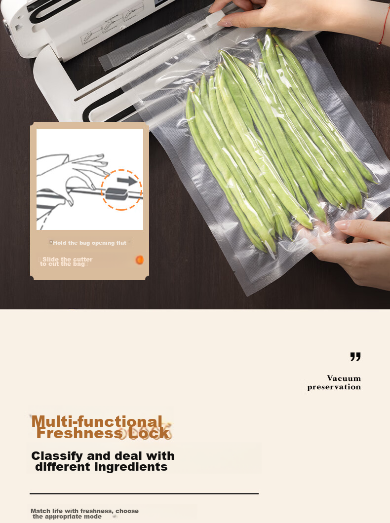 Deli Small Vacuum Sealer Machine for Home And Commercial Use, Automatic Food Sealing Machine, Dual-Purpose Dry And Wet Vacuum Sealer for Sausages, Cured Meat, Fresh Food Preservation And Packaging 15