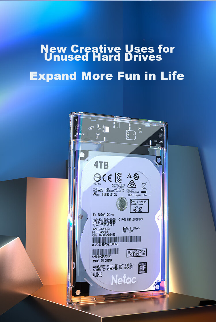 Netac External Hard Drive Enclosure, 2.5-Inch Type-C SATA Serial Port, Laptop And Desktop Compatible, for Solid State And Mechanical SSD Drives, WH11 CtoC 6