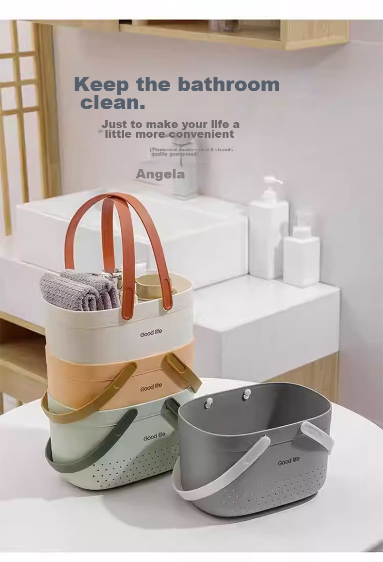 Jinghuisichuang Laundry Basket, Shower Caddy, Portable Thickened Hollow Quick-Drying Bath Basket, Student Shower Organizer, Bathroom Storage Basket 4