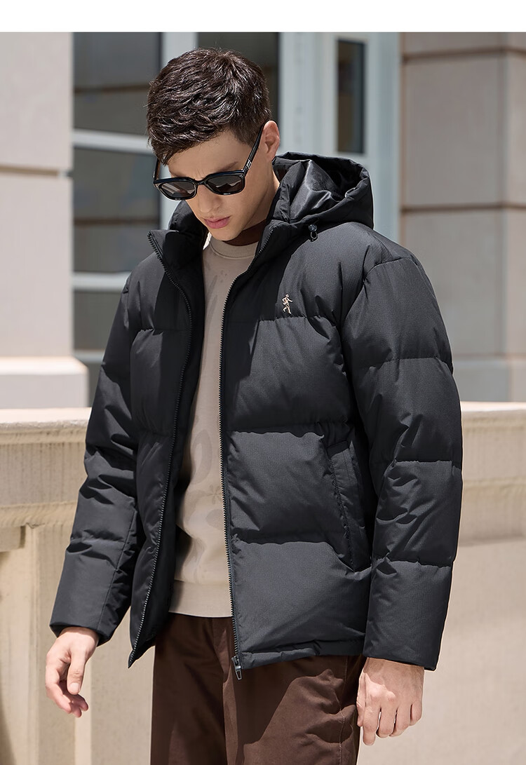 DANCING WOLVES [236G High-Loft Filling] Graphene Insulated Heavyweight Hooded Men's down Jacket, 001 Black, Size 185 7