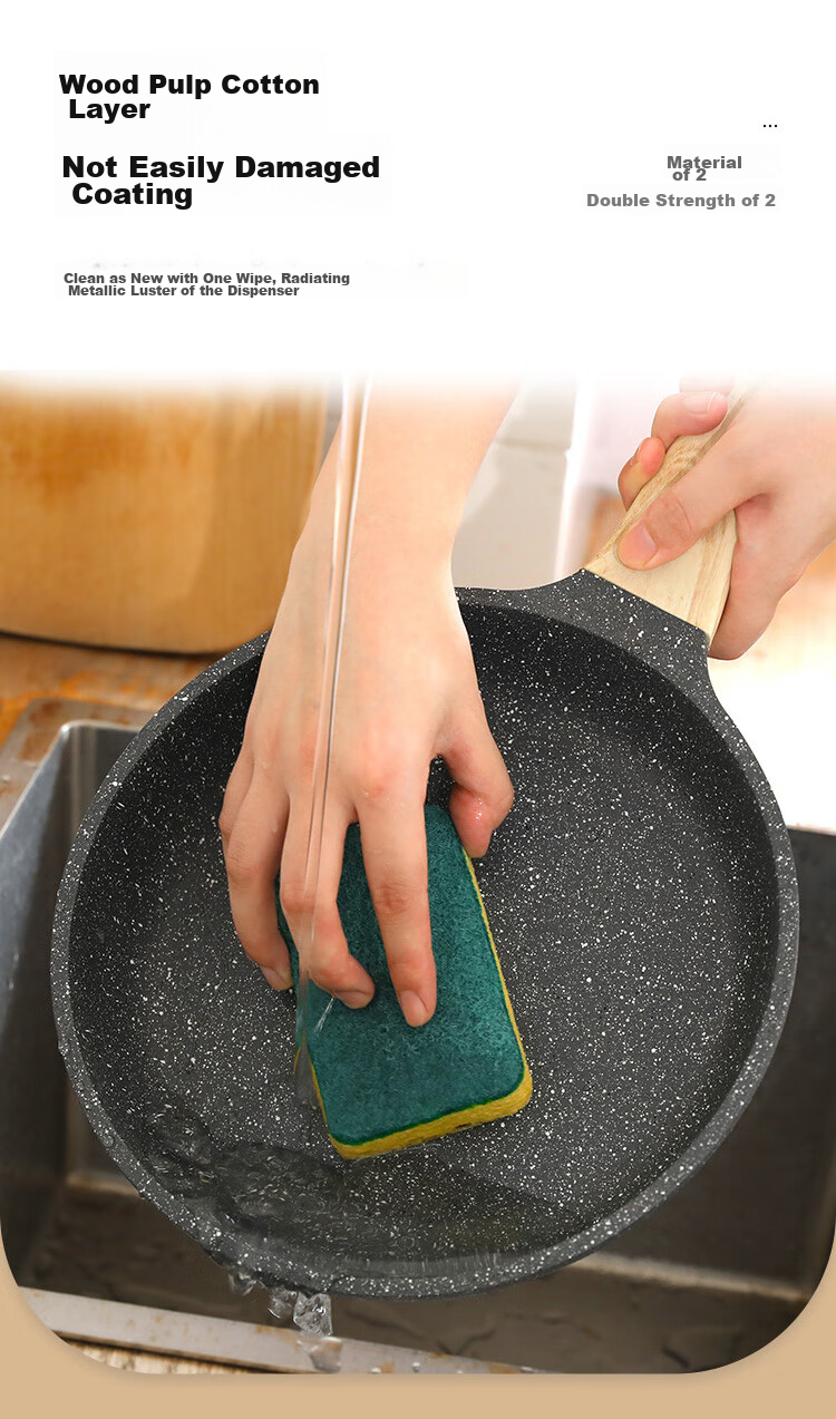 JUQI Wood Pulp Cotton Sponge Scrubber, 10*7CM*6 Pieces, Kitchen Dishwashing Sponge, Absorbent, Non-Stick, Powerful Cleaning, Scouring Pad 8