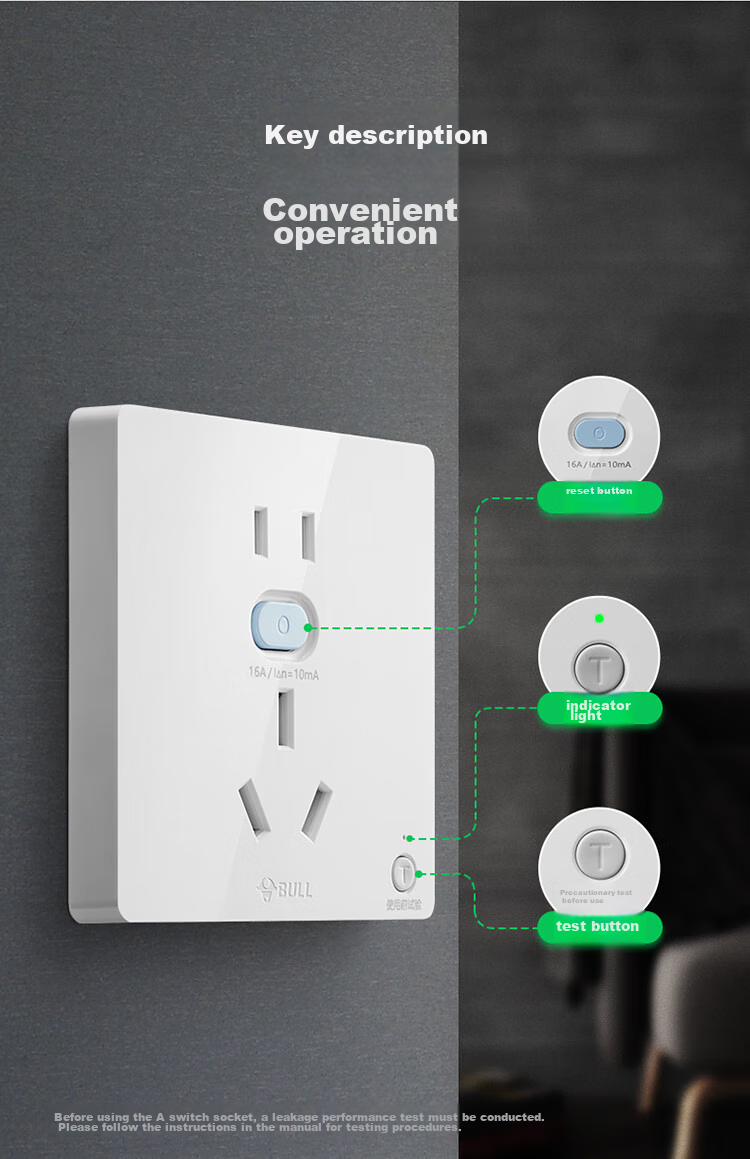 BULL Switch Socket GTP Series, 16A Five-Hole Socket with Leakage Protection, GTPZ229 Concealed Installatio 7
