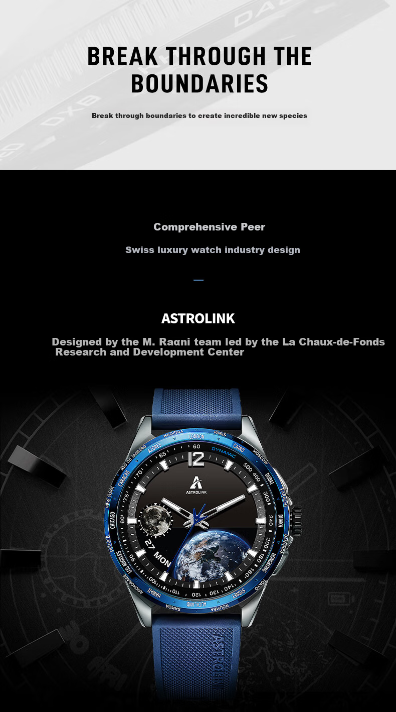 Beidou Watch Astrolink S Gold Swiss Dual-Core Hybrid Smart Sports Touchscreen HarmonyOS Wristwatch, Men's Gift 2