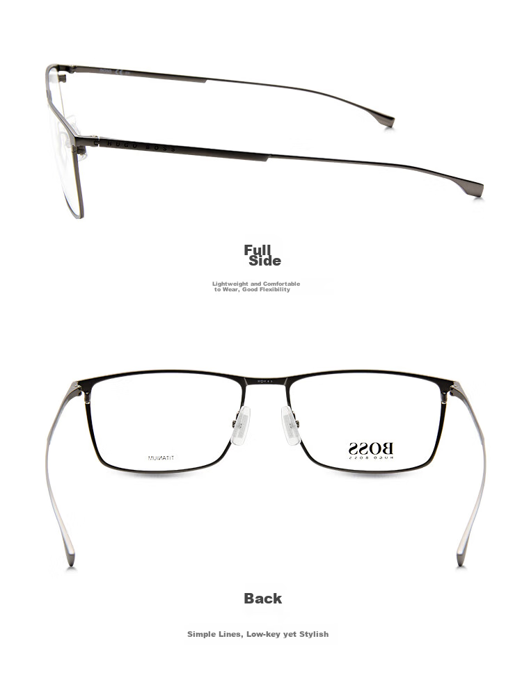 BOSS Celebrity Style, Prescription Eyeglass Frames for Men And Women, Optical Business Frames, Lightweight Titanium Frame 0976 003 57MM 10