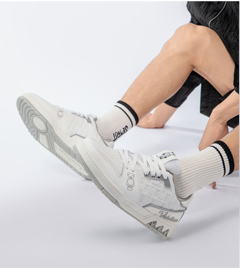 VIOLENTBEAR Men's Shoes, Summer Trendy Sneakers, Casual Couple Breathable Sports Shoes, 889YF White And Gray [Glow-In Style], Size 37 8
