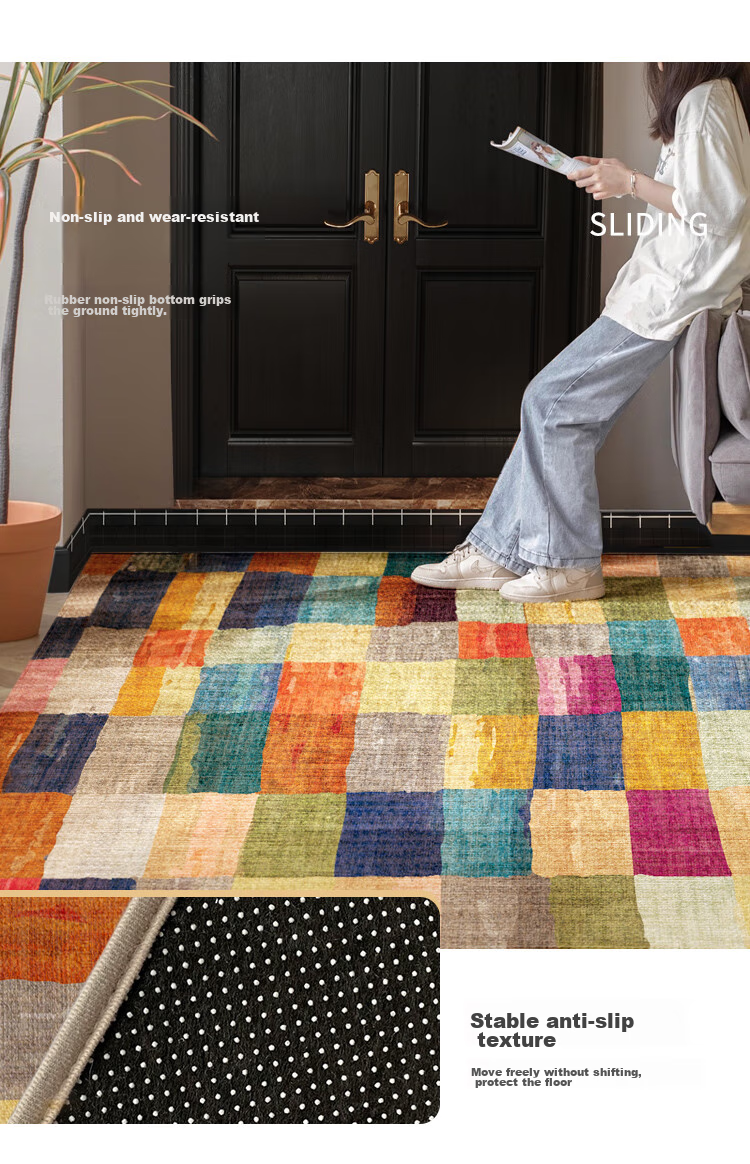 ZHUJUN American Retro Entrance Mat, Hallway Carpet, Doormat, Living Room Entrance Mat, Dust-Removing, Dirt-Resistant, Non-Slip Foot Mat 4