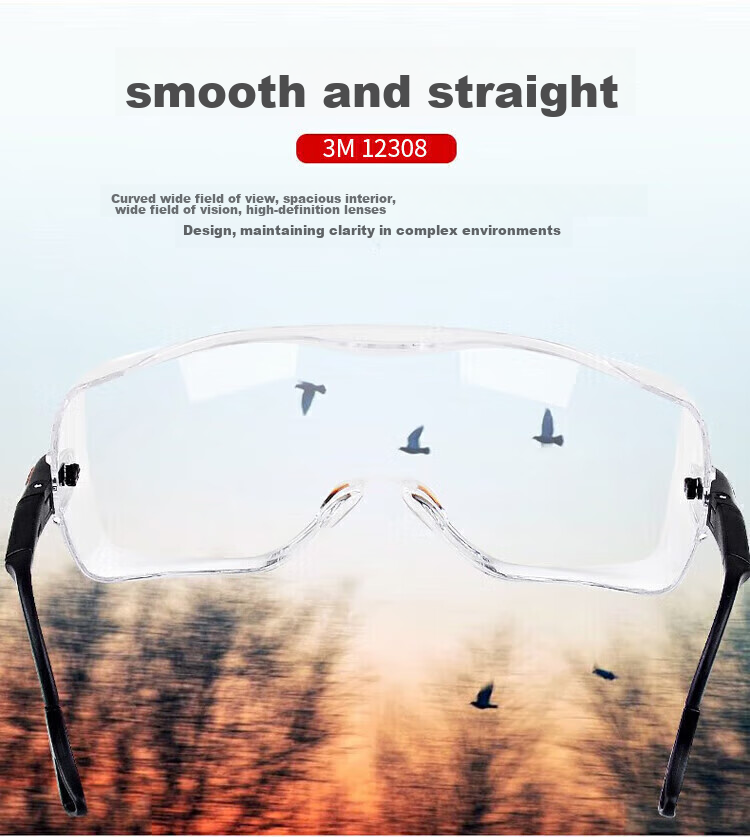 3M Safety Goggles, Cycling Windproof Dustproof Protective Glasses, Industrial Cutting Anti-Grinding Splash Impact Protection 10434, 1 Pair 6
