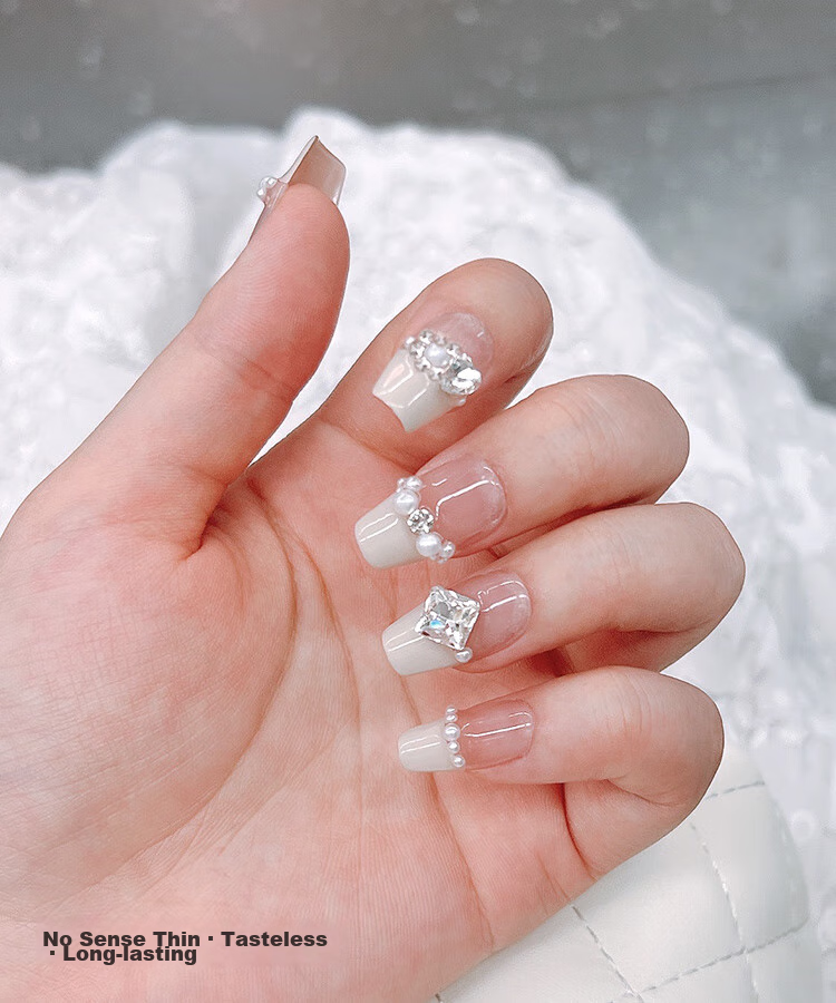 Meifuyu Nail Stickers, Handmade Wearable Nails (Yue Xiaoshan Tea Flower S Size), Long Nail Tips, Gift for Girlfriend, MF8213 9