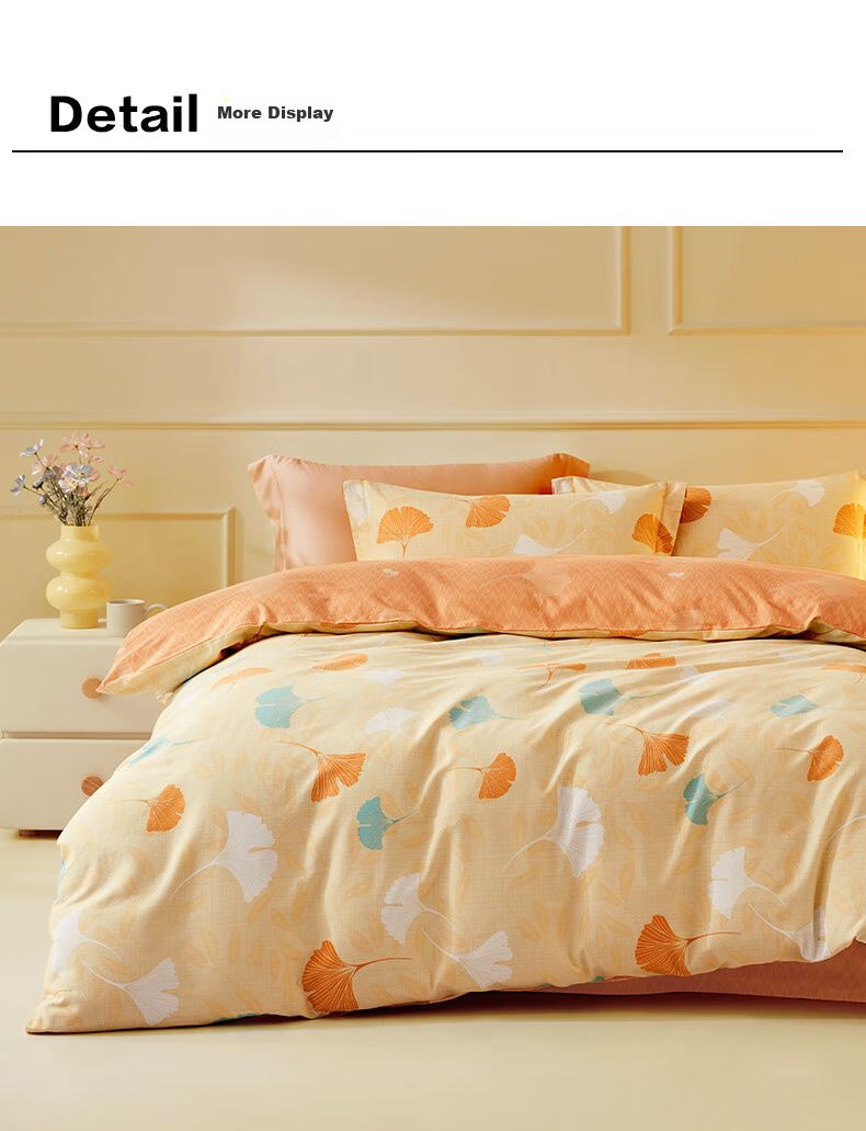 LOVO Luolai Home Textiles, Pure Cotton Brushed Four-Piece Bedding Set, Autumn And Winter Thickened Pure Cotton Bed Sheet And Duvet Cover, 200*230cm 13