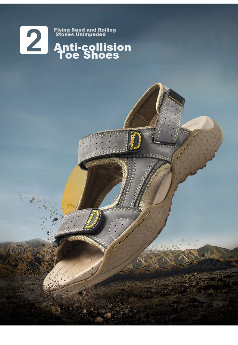 JEEP Men's Outdoor Sports Breathable Sandals, Water-Friendly Slippers, Non-Slip Wear-Resistant River Tracing Shoes, Hiking Shoes 5