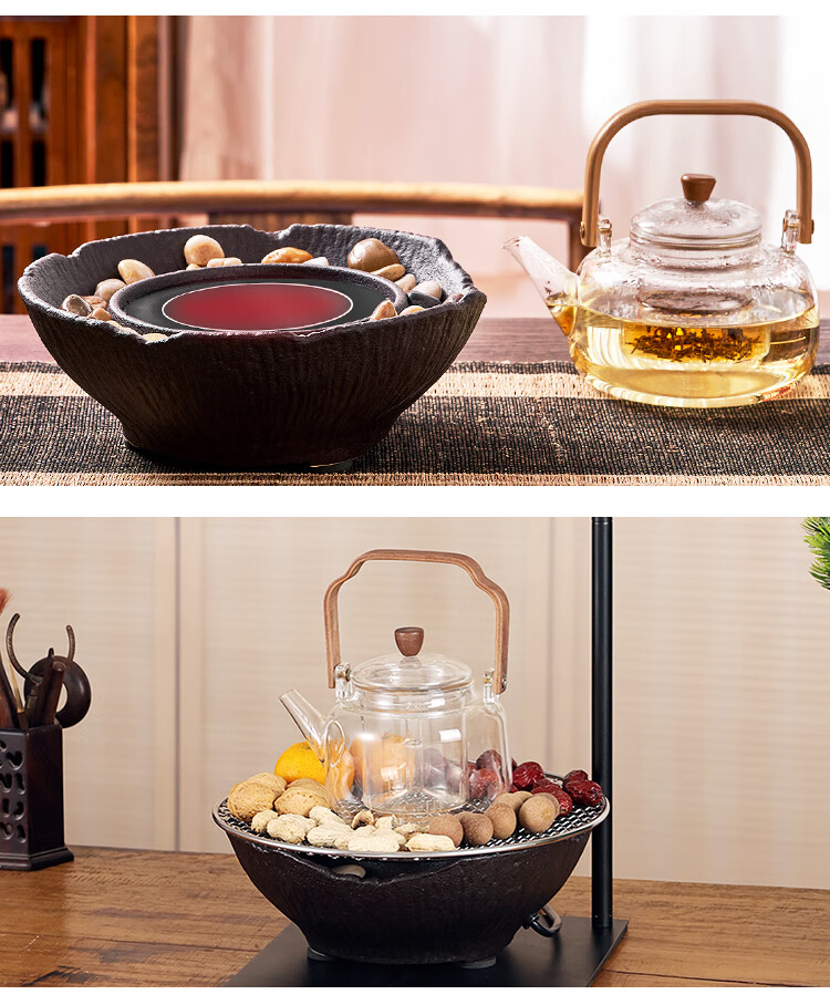 Suncojia Glass Tea Pot Set with Stove, Heat-Resistant Handle Kettle And Cups Tea Set Sold by JD 12