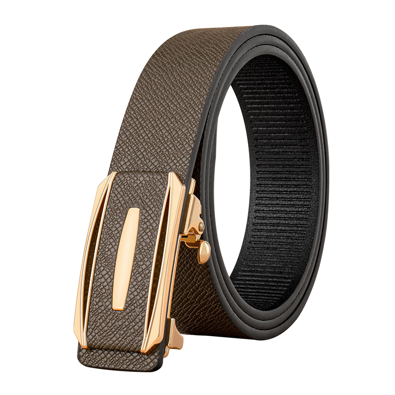 COW Men's Belt, Automatic Buckle without Teeth, Cowhide Waistband, Gift Box, Simple Business Style, Trouser Belt, Father's Day Gift, 2030