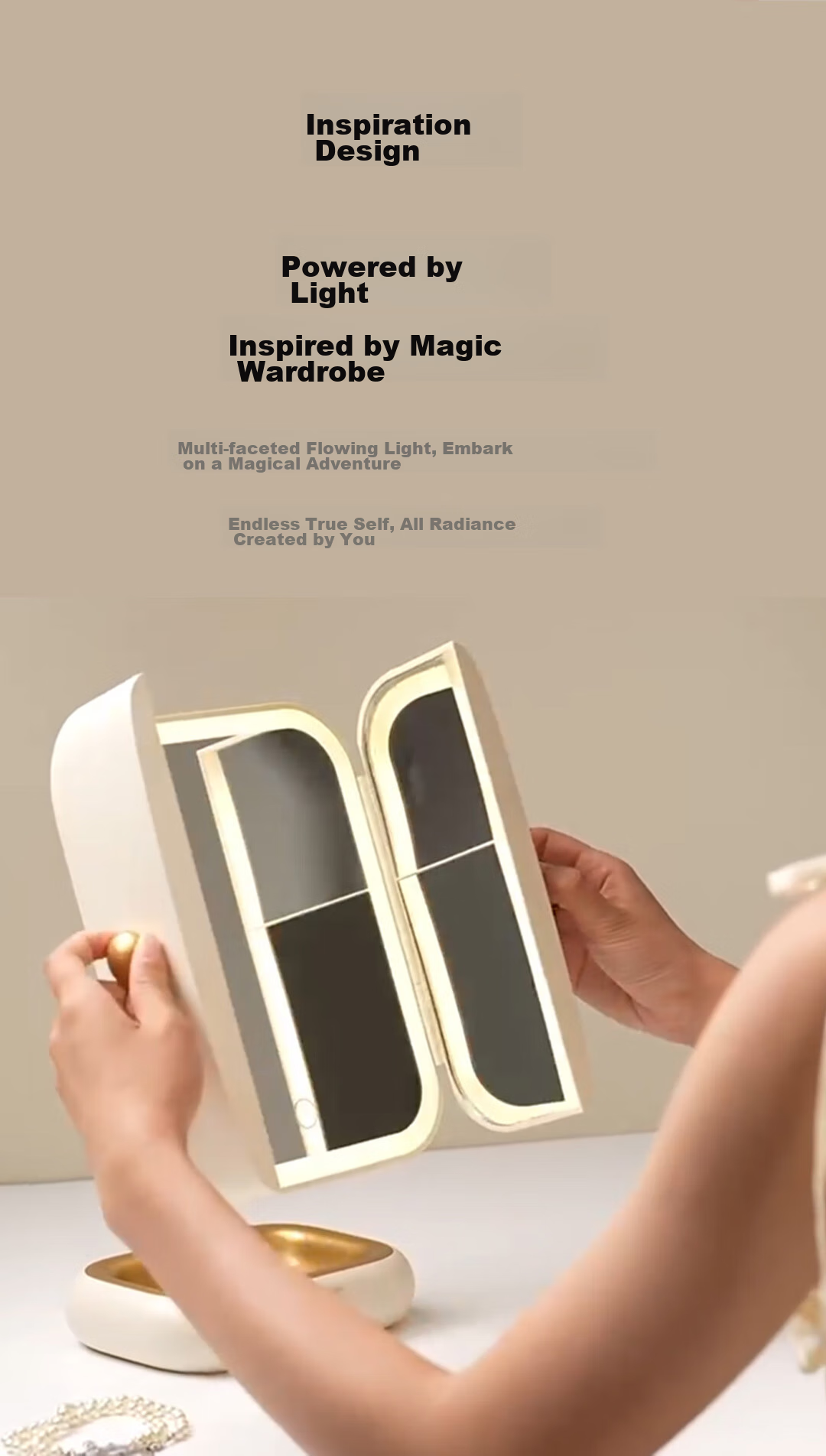 DOCO LAB Mirror Makeup Mirror with Light, Foldable, Magnifying LED Makeup Mirror for Dorm Bedroom Dressing Table Desktop Large High-Definition Smart Beauty Mirror, Birthday Gift for Women, Gift for Wife 5
