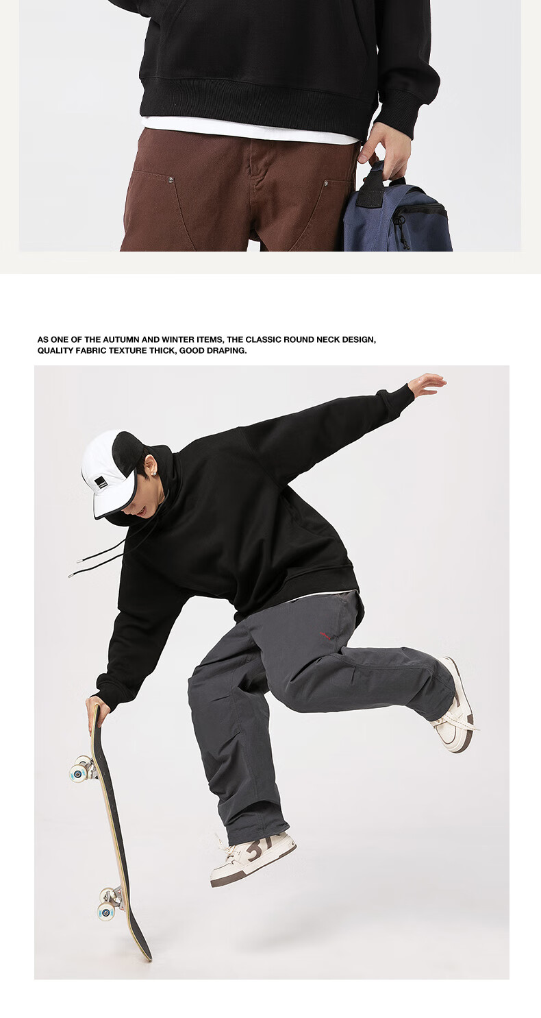 Mianzhi Men's Sweatshirt, Hong Kong Style Versatile Trendy Hoodie, Loose-Fitting Couple's Casual Top, White, L 17