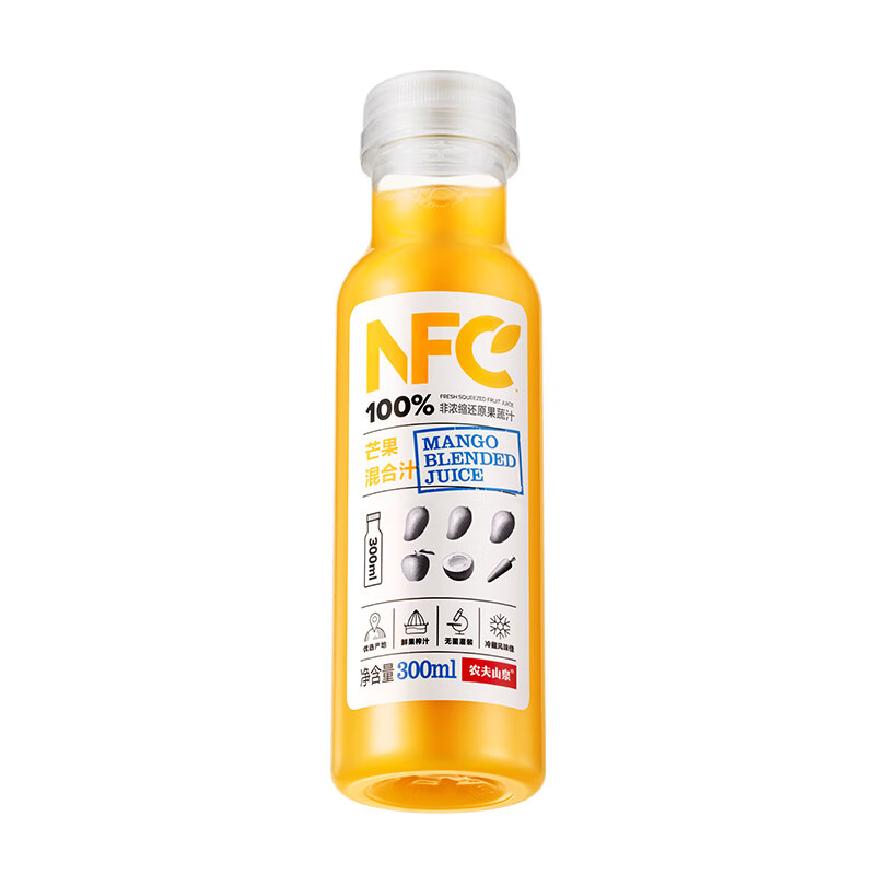 农夫山泉100%纯果汁NFC芒果混合汁300ml*24瓶鲜果0添加剂饮料礼盒