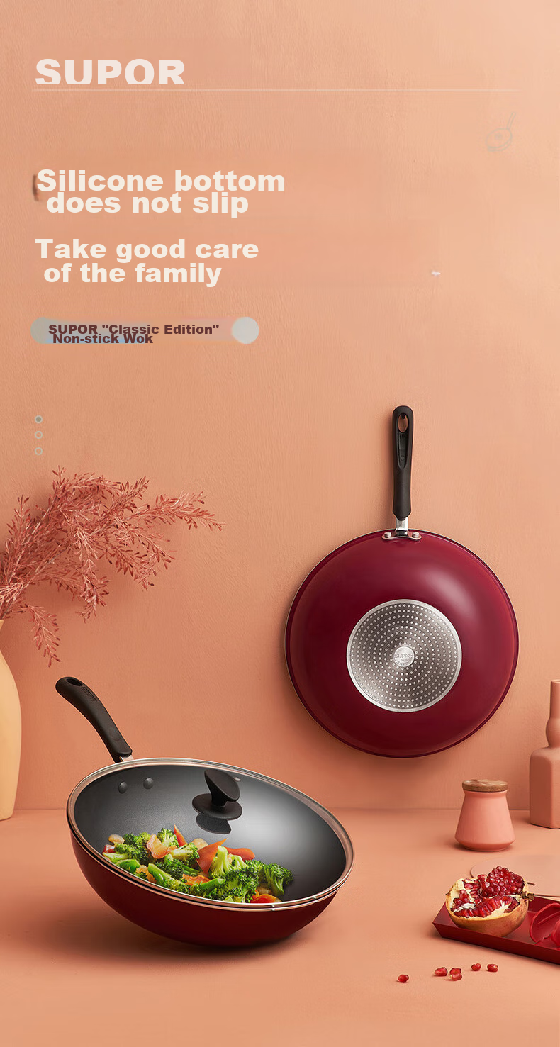SUPOR Non-Stick Wok, 30cm, Compatible with Induction And Gas Stoves, Healthy Cooking Pan, Frying Pan, PC30S1 1