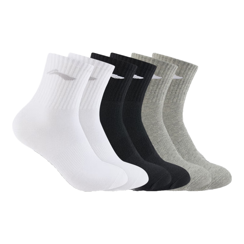 Li-Ning Socks (6 Pairs), Sports Socks for Men And Women, Mid-Calf Running Socks, Badminton Socks, Cotton Socks, Breathable Lifestyle Socks
