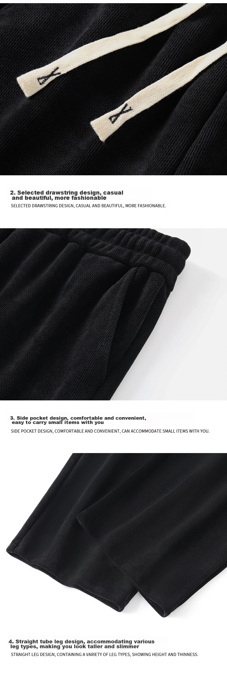Baleno Slim Straight-Leg Pants for Women, 2026 Spring And Autumn Warm Casual Leg-Lengthening Corduroy Wide-Leg Trousers 19