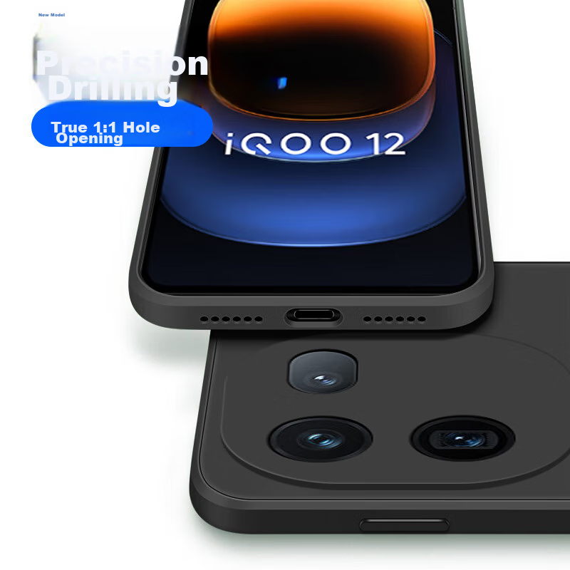 Чехол для телефона KEKLLE для IQOO 12, IQOO 12 5G, противоударный, ультратонкий, силиконовый, элегантный черный