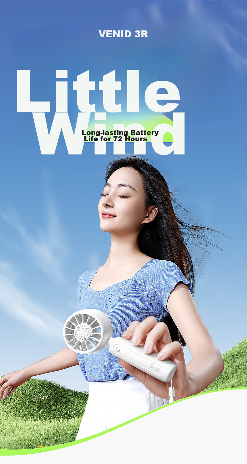 VENIDER F21 Handheld Mini Fan, Portable Ultra-Long Battery Life Quiet Small Electric Fan with Lanyard And Base for Desktop Cooling 4