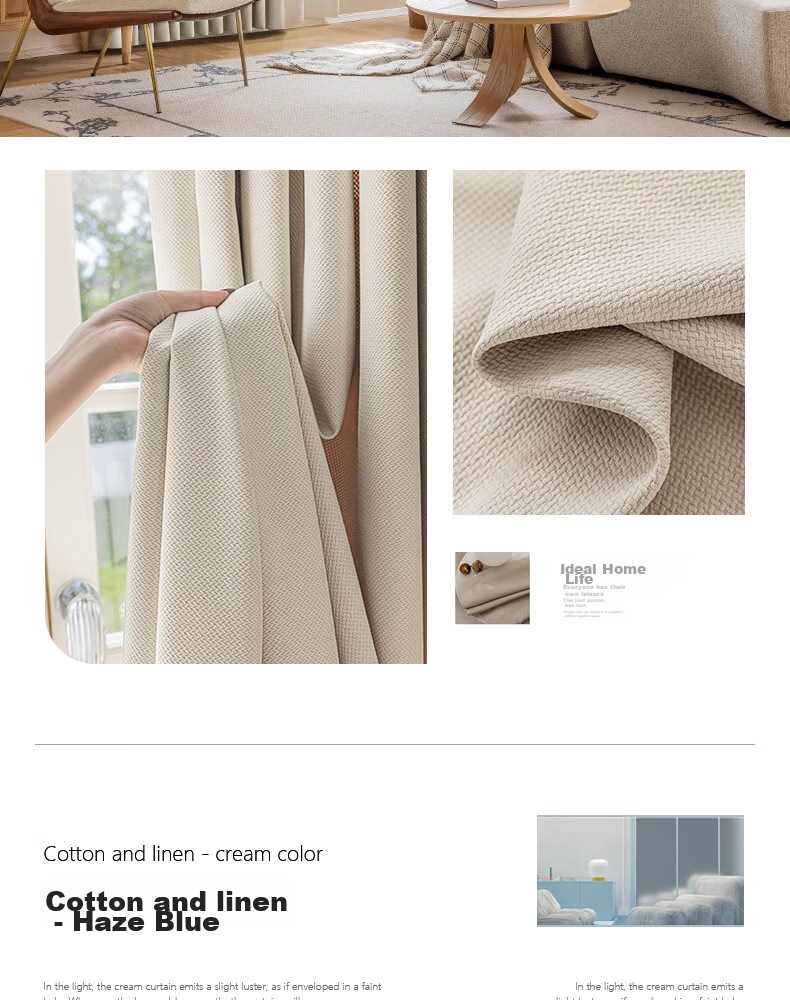 Ali Cotton Linen Milk Tea Color Curtains for Japanese-Style Living Room And Bedroom, High Blackout Heat Insulation Sun Protection with Hooks, 1.3m X 1.8m 16