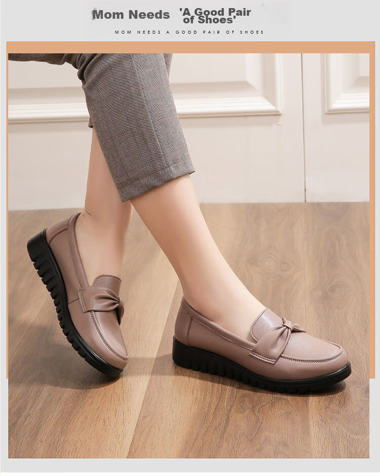 EGCHI Women's Shoes, Middle-Aged And Elderly Mom Shoes, Ladies Leather Shoes, Loafers, HD7518 Casual Style, Size 41 23