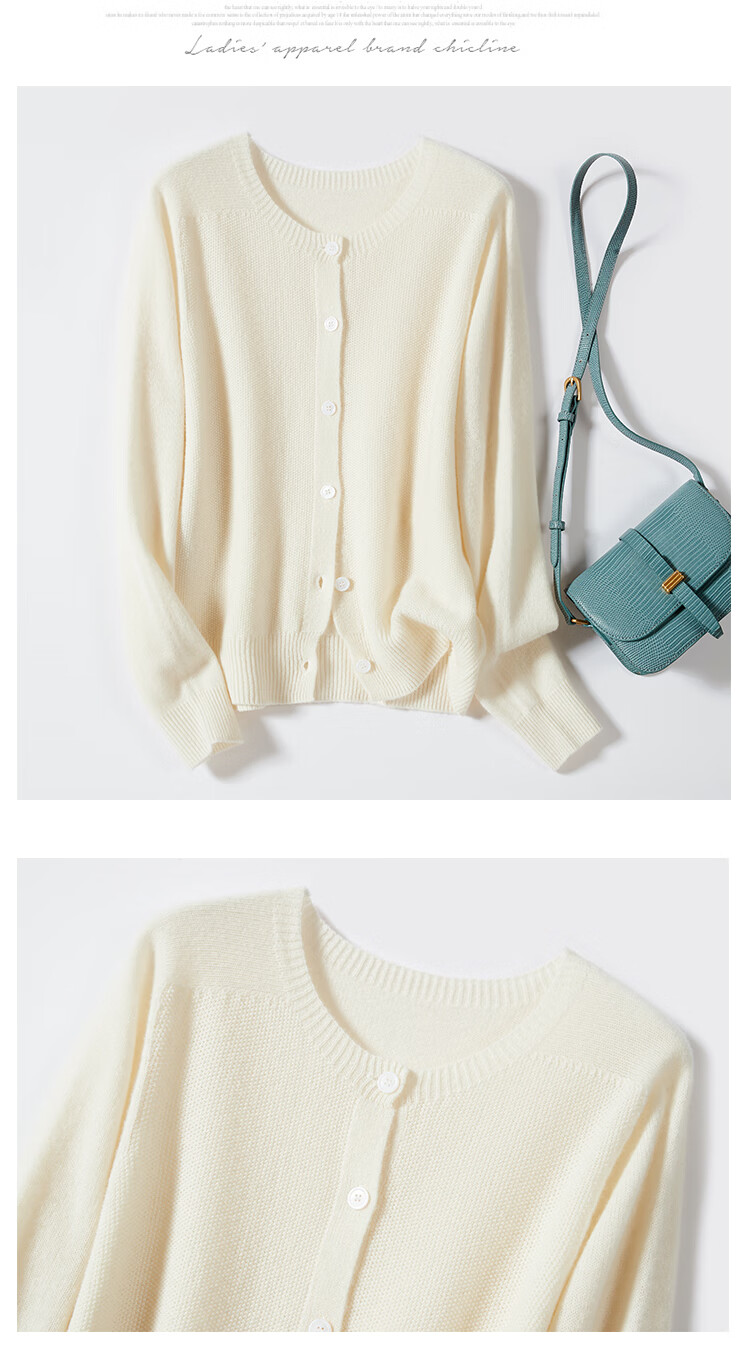 Jinju 100% Merino Wool Seamless Knit Cardigan, Autumn And Winter Classic Versatile Sweater Coat, Pure Wool Sweater for Women, Yellow-Green, Size L 33