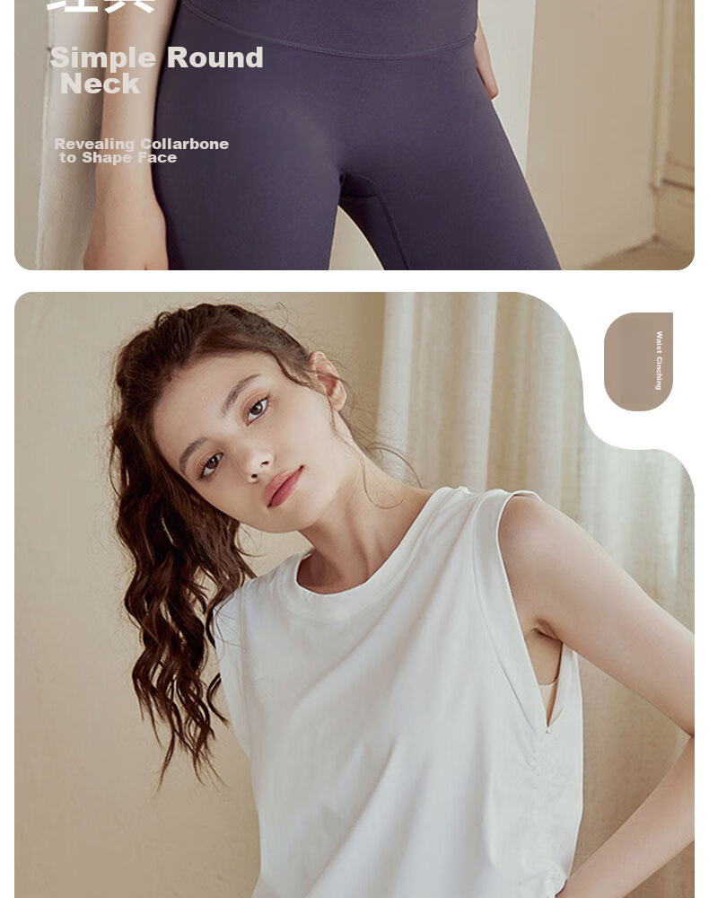 XUEXIMAN Yoga Wear for Women, Loose-Fitting Sports Tank Top, Summer Short Style, Sexy Cover-Up, Training Running Fitness Sleeveless Top Vest 7