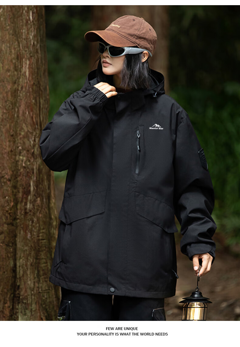 Warrior Men's Autumn Outdoor Couple's Waterproof Windproof Hiking Jacket Khaki L 7