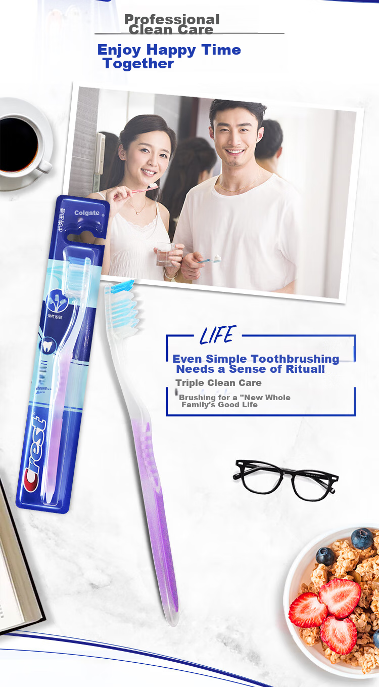 CREST Triple Care Adult Toothbrush, Fine Bristles, Soft Bristles, Elastic Gum Protection, Single Brush, New And Old Packaging Colors Randomly Selected 3