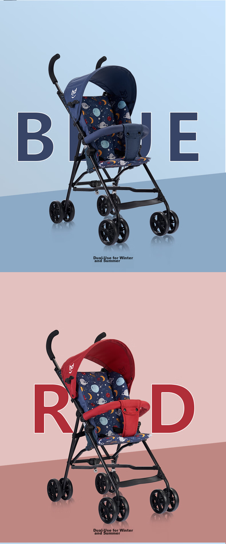 Happy Dino Stroller, Lightweight Foldable Portable Umbrella Stroller for Babies And Toddlers, Baby Walking Aid, Hand-Pushed Cart, Blue, LD099-C 13