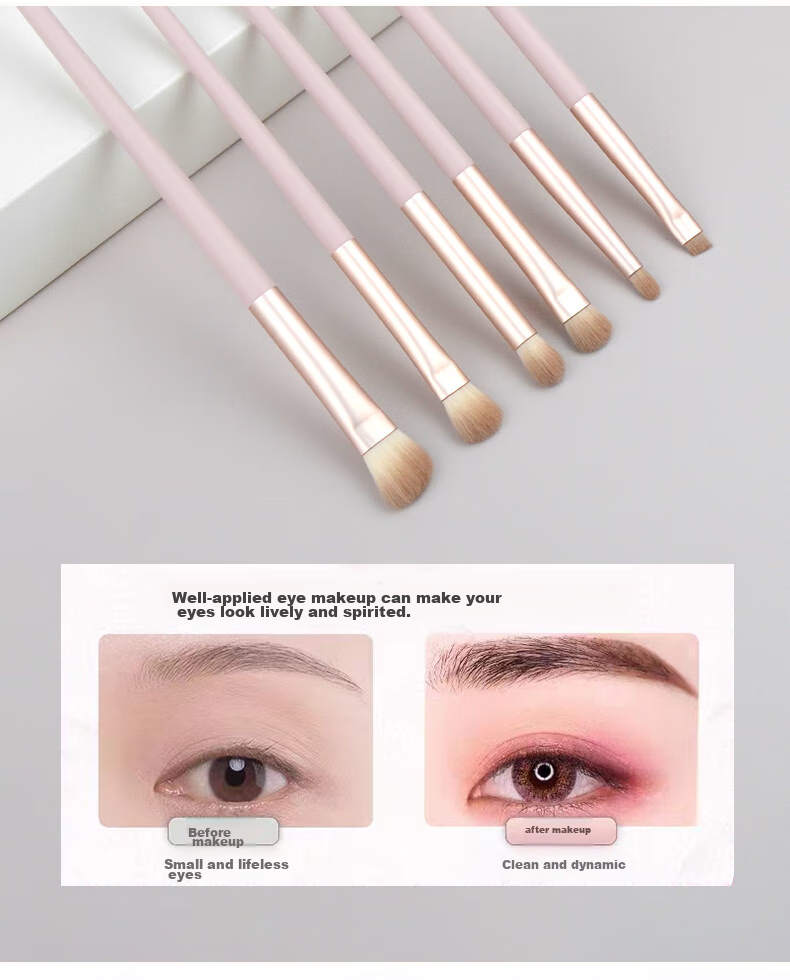 Dongyiyanxuan New Year Gift Set of 5 Wool Eyeshadow Brushes for Eye Details, Blending, Under-Eye Bags, And Concealing 3