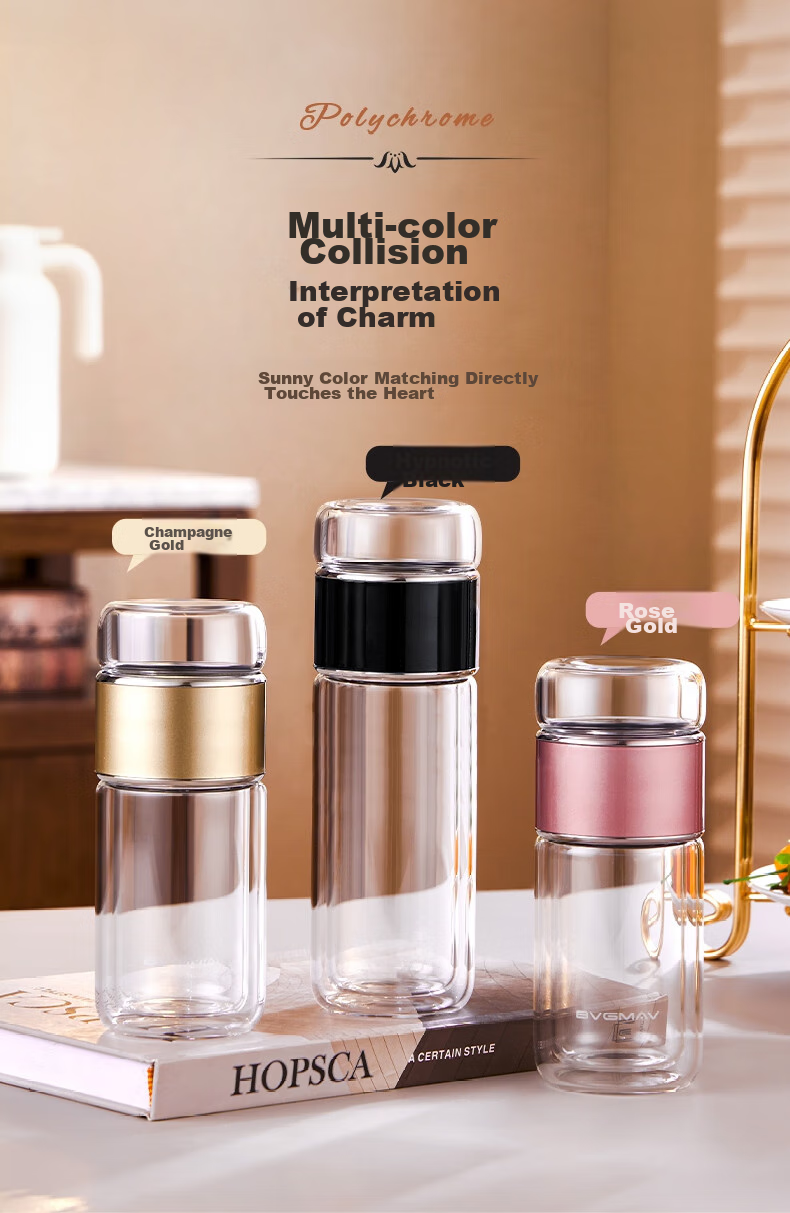 BVGMAV British Tea Infuser Glass Cup for Men And Women, Double-Layer Glass Water Mug, Portable Car Cup, High-End Gift 18