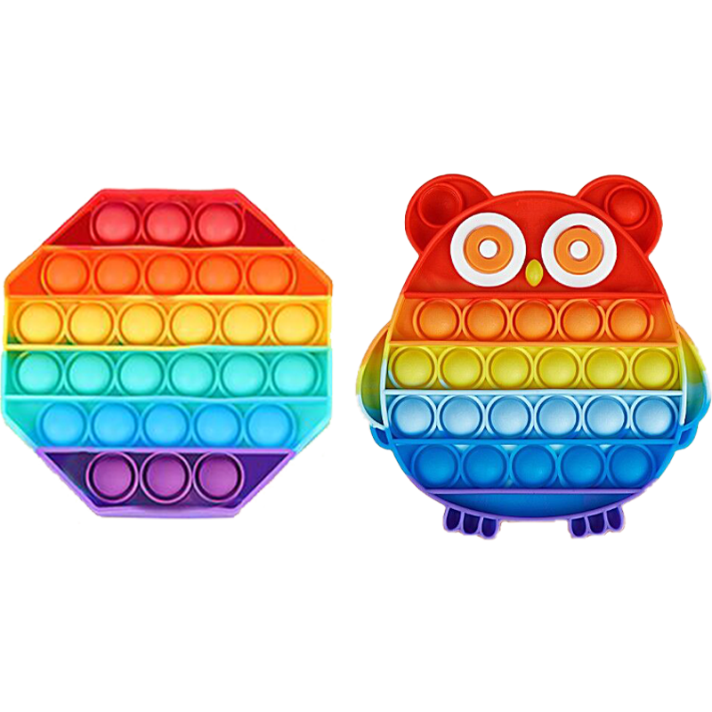Martin Brother Children's Stress Relief Toy, Rainbow Push-Button Toy, Finger Press Squeeze Toy, Baby Early Education Toy, 2-Piece Set