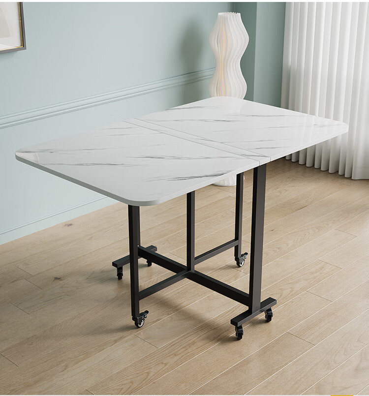KULIN Folding Dining Table, Compact Size, Mobile Eating Table, Multi-Functional Extendable Ultra-Thin Square Table for Home Use, White, 1.2 Meters 4